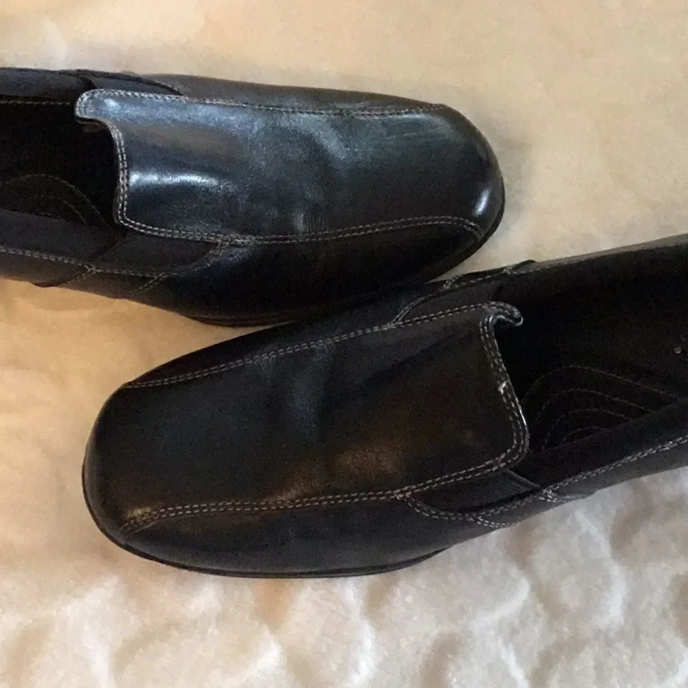 Ladies slip on shoes in brown size 8B wedge heel